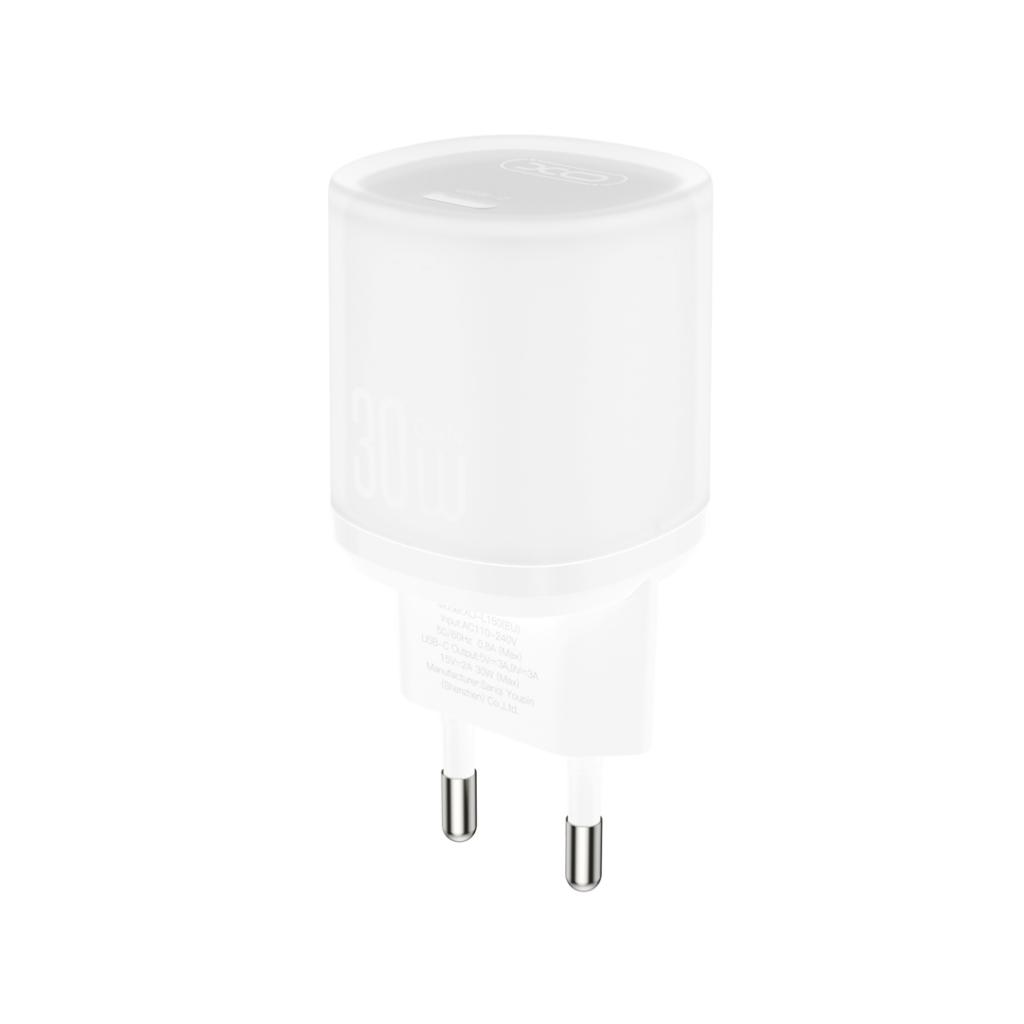 Punjač za mrežu s USB-C kabelom XO Design L150, 30W, 3A, 1 x USB-C, Bijeli