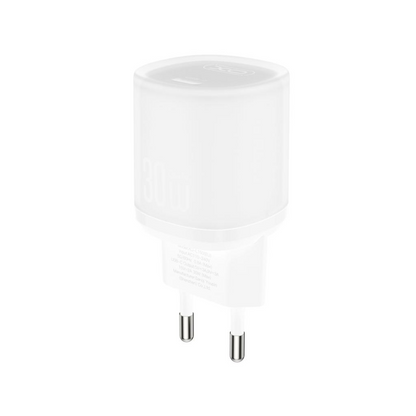 Punjač za mrežu s USB-C kabelom XO Design L150, 30W, 3A, 1 x USB-C, Bijeli