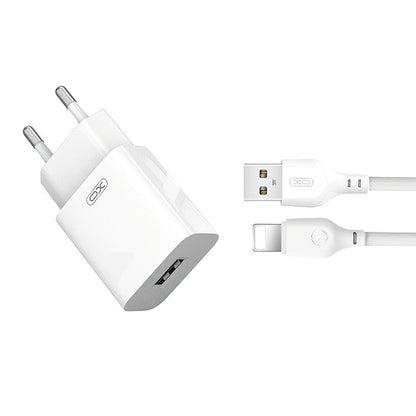 Punjač za mrežu s Lightning kabelom XO Design L99, 12W, 2.4A, 1 x USB-A, Bijeli
