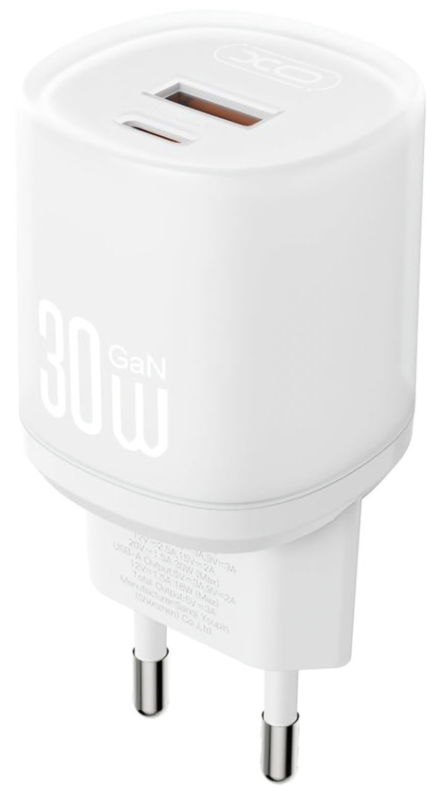 Punjač za mrežu s USB-C kabelom XO Design L151, 30W, 3A, 1 x USB-A - 1 x USB-C, Bijeli