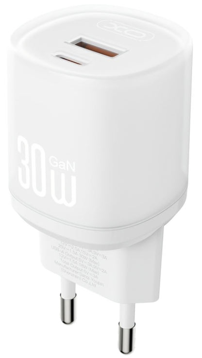 Punjač za mrežu s USB-C kabelom XO Design L151, 30W, 3A, 1 x USB-A - 1 x USB-C, Bijeli