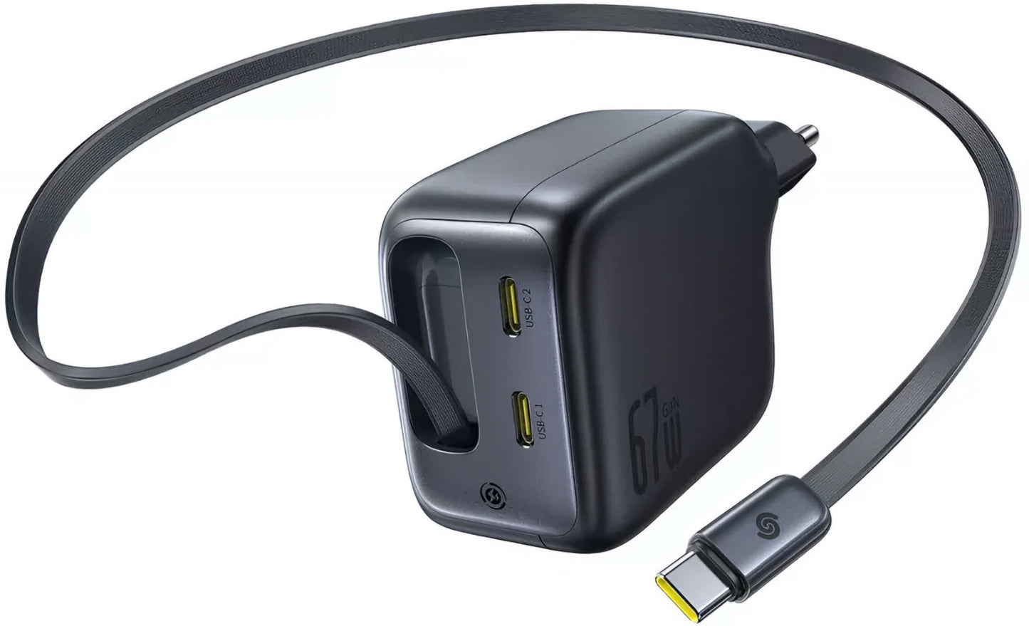 Punjač mreže s USB-C kabelom Baseus EnerCore CJ11, 67W, 3.35A, 2 x USB-C, Crni E0121E00