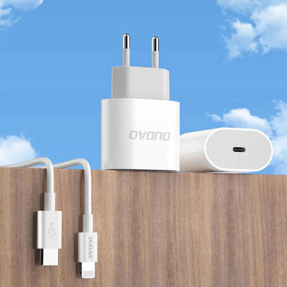 Punjač mreže s USB-C kabelom Dudao A14EUC, 20W, 3A, 1 x USB-C, Crni