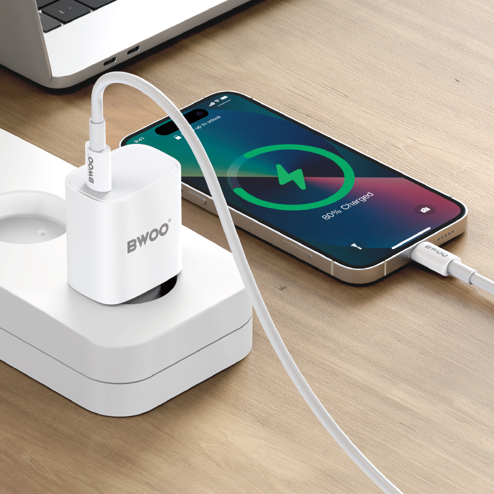 Mrežni punjač s USB-C kabelom BWOO CDA159, 20W, 3A, 1 x USB-C, Bijeli