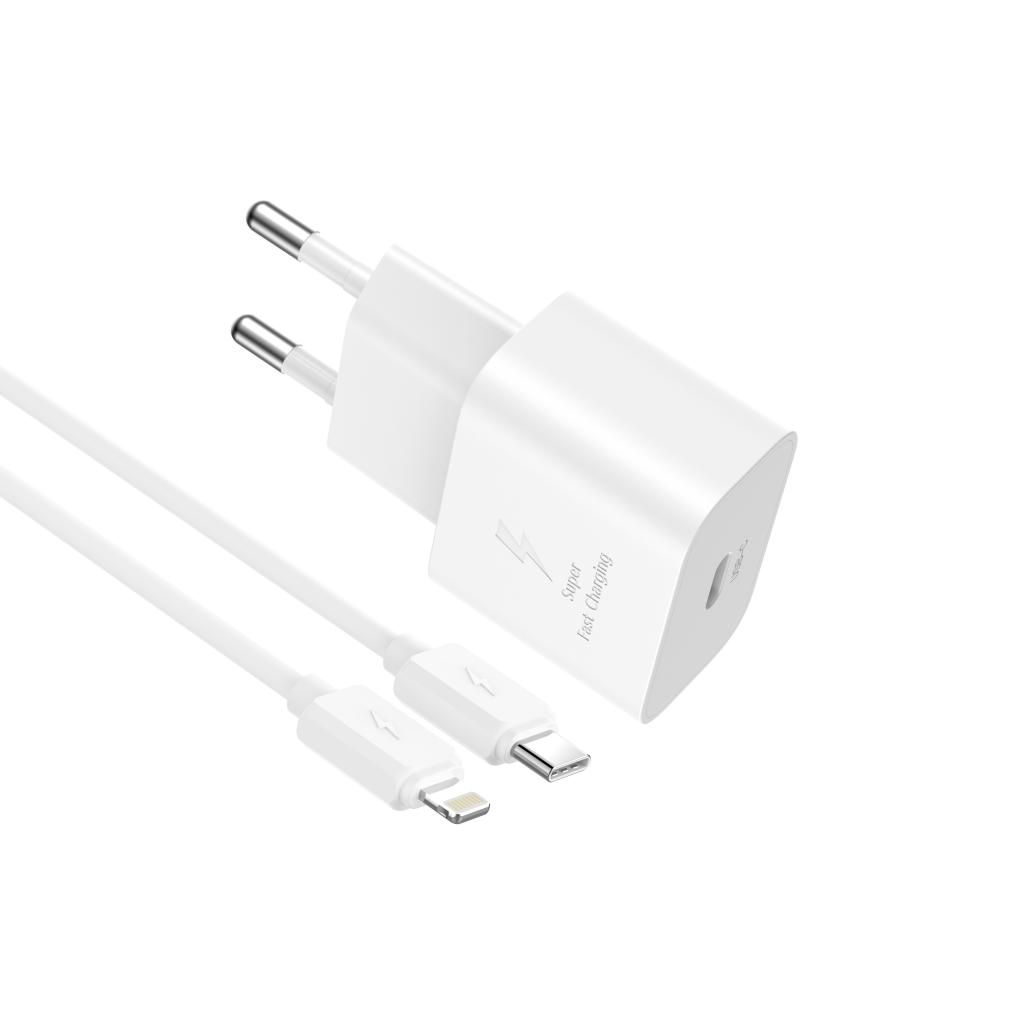 Mrežni punjač s Lightning kabelom XO Design L167, 25W, 3A, 1 x USB-C, Bijeli