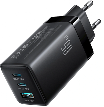 Punjač za mrežu s USB-C kabelom Joyroom JR-TG10, 65W, 3.25A, 1 x USB-A - 2 x USB-C, Crna