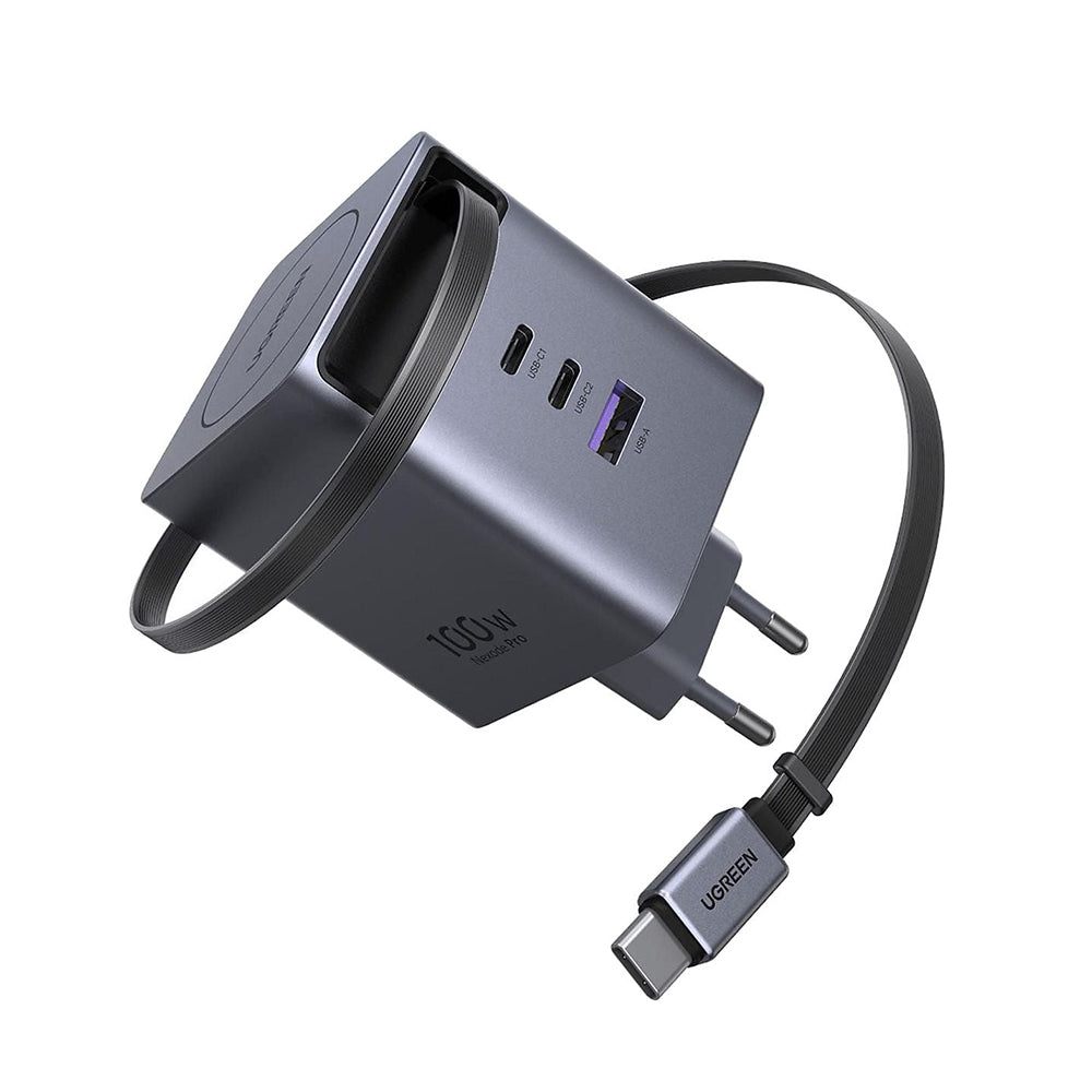 Mrežni punjač s USB-C kabelom UGREEN X616 (65828), 100W, 5A, 1 x USB-A - 3 x USB-C, Siva
