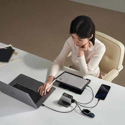 Mrežni punjač s USB-C kabelom Cuktech AD1204U Display, 120W, 6A, 1 x USB-A - 2 x USB-C, Srebrni