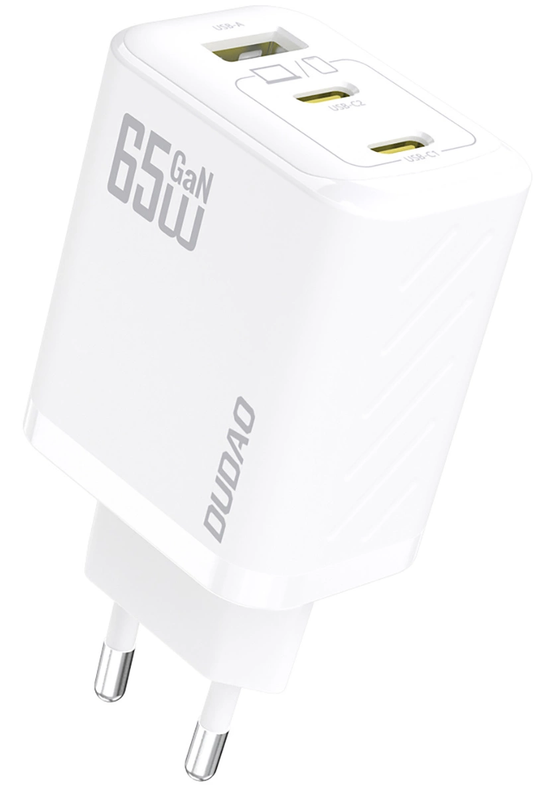 Punjač za mrežu s USB-C kabelom Dudao A29C, 65W, 3.25A, 1 x USB-A - 2 x USB-C, Bijeli