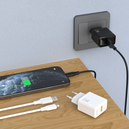 Punjač za mrežu s Lightning kabelom Dudao A23LEU, 30W, 2.4A, 1 x USB-A, Bijela