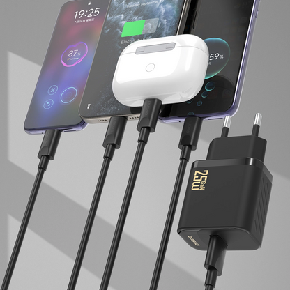 Mrežni punjač s USB-C kabelom Dudao A27STEU, 25W, 3A, 1 x USB-A, Crni