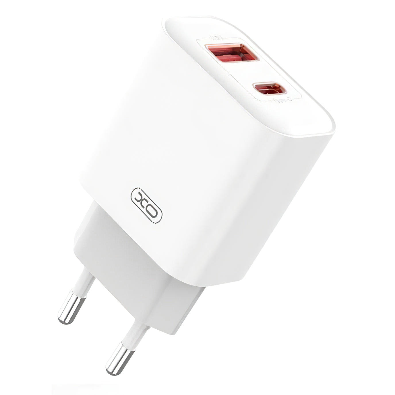Punjač za mrežu s Lightning kabelom XO Design CE12, 20W, 3A, 1 x USB-A - 1 x USB-C, Bijeli