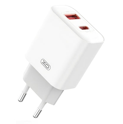 Punjač za mrežu s Lightning kabelom XO Design CE12, 20W, 3A, 1 x USB-A - 1 x USB-C, Bijeli