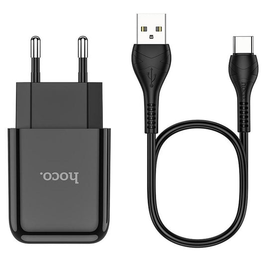 Mrežni punjač s USB-C kabelom HOCO N2, 10W, 2A, 1 x USB-A, Crni