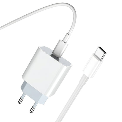 Mrežni punjač s USB-C kabelom Prestico F8S, 20W, 3A, 1 x USB-C, Bijeli