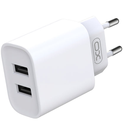 Punjač za mrežu s mikroUSB kabelom XO Design CE02C, 10.5W, 2.1A, 2 x USB-A, Bijeli