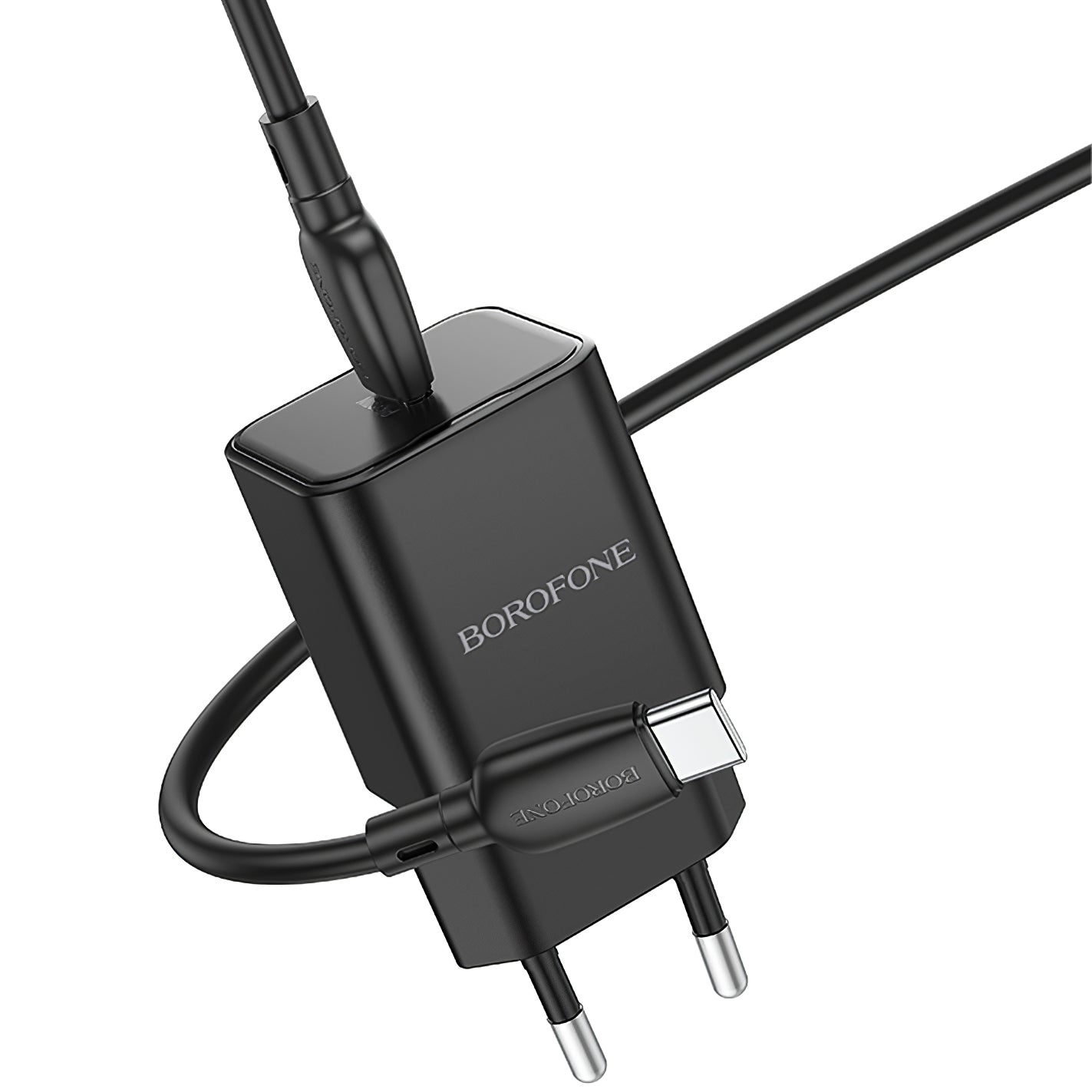 Punjač za mrežu s USB-C kabelom Borofone BN13 Safety, 30W, 3A, 1 x USB-C, crni