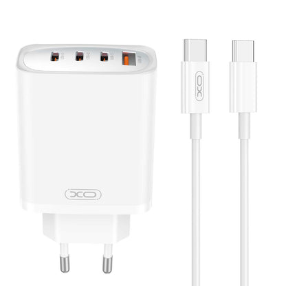 Punjač za mrežu s USB-C kabelom XO Design CE23, 65W, 3.25A, 1 x USB-A - 3 x USB-C, Bijeli