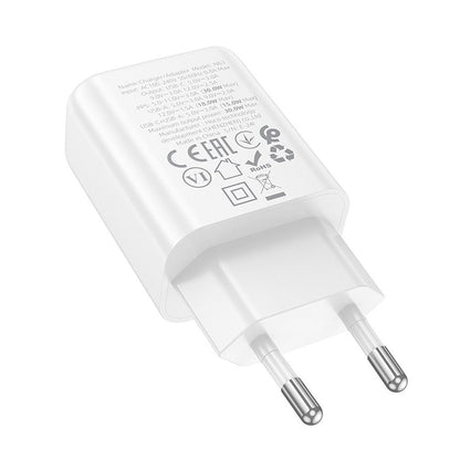 Punjač za mrežu HOCO N63, 30W, 3A, 1 x USB-A - 1 x USB-C, Bijeli