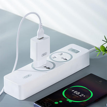 Punjač za mrežu s microUSB kabelom XO Design L99, 12W, 2.4A, 1 x USB-A, Bijeli