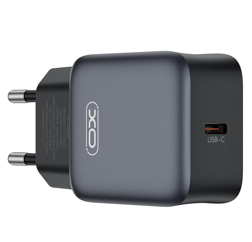 Punjač za mrežu s USB-C kabelom XO Design L155, 30W, 3A, 1 x USB-C, Crni