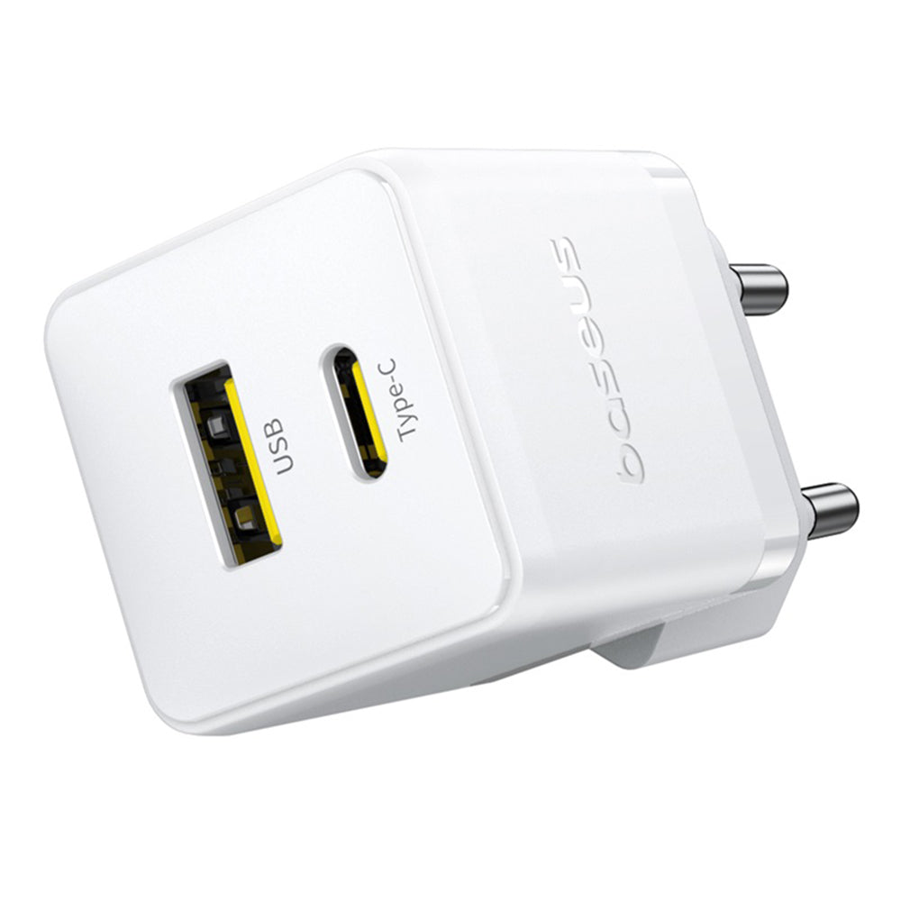 Punjač mreže s USB-C kabelom Baseus Palm, 20W, 3A, 1 x USB-A - 1 x USB-C, Bijeli P10111608213-01