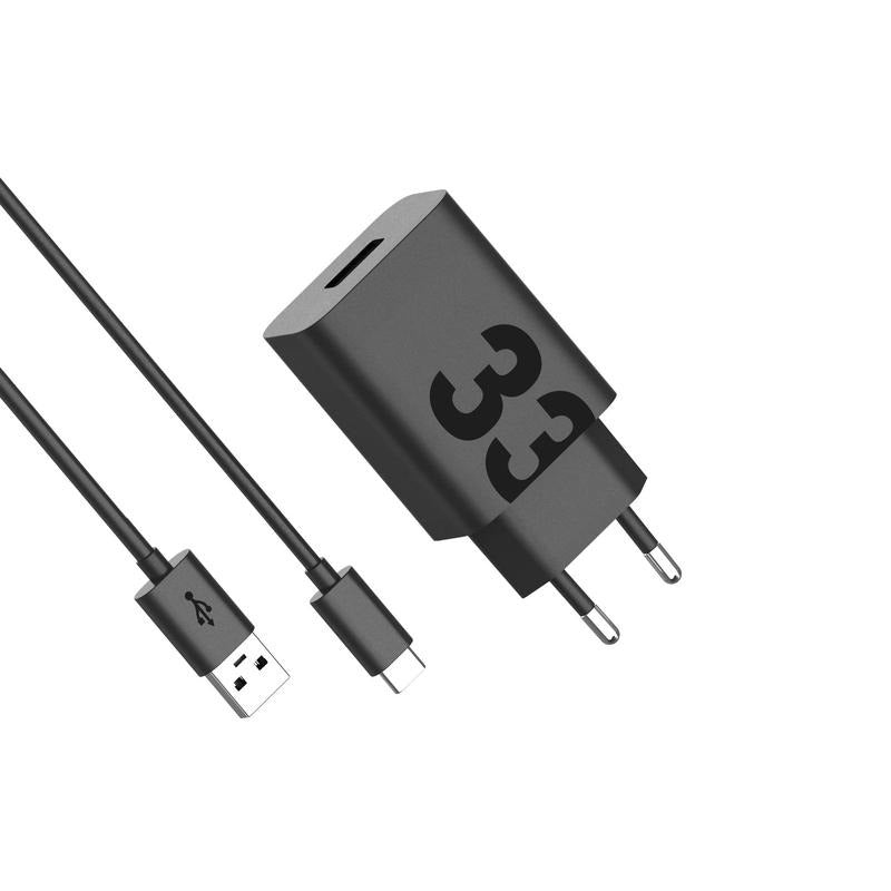 Punjač za mrežu s USB-C kabelom Motorola, 33W, 3A, 1 x USB-A, Crni PG38C06448