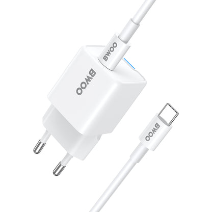Punjač mreže s USB-C kabelom BWOO CDA211, 30W, 3A, 1 x USB-C, Bijeli