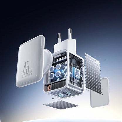 Mrežni punjač s USB-C kabelom Joyroom JR-TCL05, 45W, 3A, 2 x USB-C, Bijeli