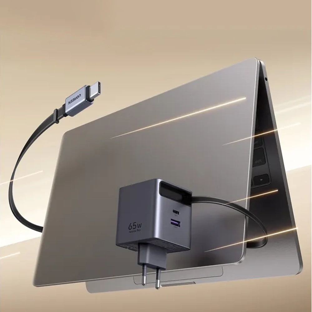 Punjač za mrežu s USB-C kabelom UGREEN X615, 65W, 3A, 1 x USB-A - 1 x USB-C, Sivi