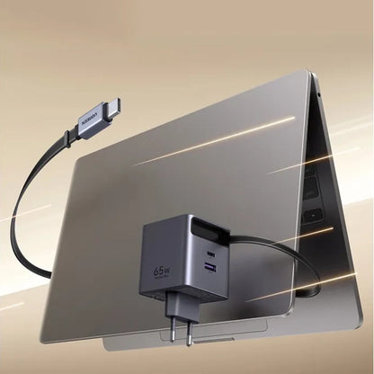 Punjač za mrežu s USB-C kabelom UGREEN X615, 65W, 3A, 1 x USB-A - 1 x USB-C, Sivi