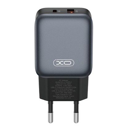 Punjač za mrežu s Lightning kabelom XO Design L154, 20W, 3A, 1 x USB-A - 1 x USB-C, Crni