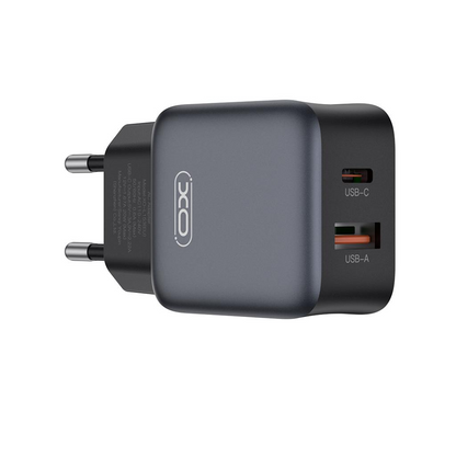 Mrežni punjač s Lightning kabelom XO Design L156, 30W, 3A, 1 x USB-A - 1 x USB-C, Crni