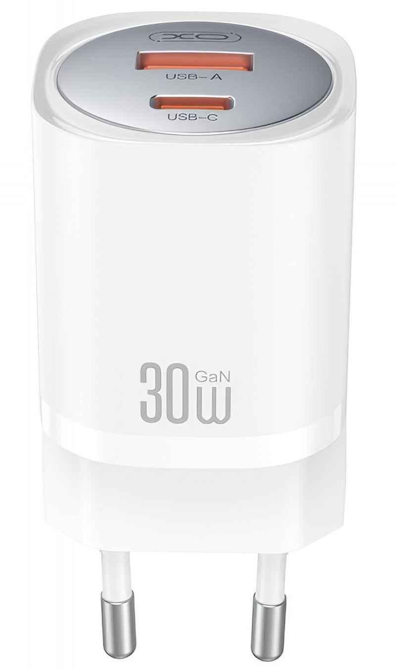 Punjač za mrežu s Lightning kabelom XO Design CE21, 30W, 3A, 1 x USB-A - 1 x USB-C, Bijeli