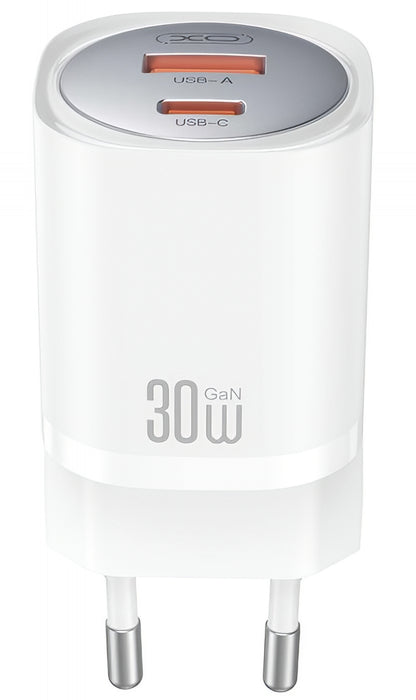Punjač za mrežu s Lightning kabelom XO Design CE21, 30W, 3A, 1 x USB-A - 1 x USB-C, Bijeli