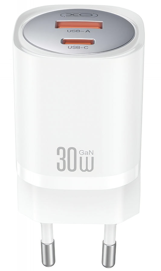 Punjač za mrežu s Lightning kabelom XO Design CE21, 30W, 3A, 1 x USB-A - 1 x USB-C, Bijeli