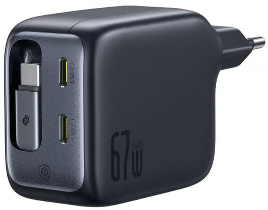 Punjač mreže s USB-C kabelom Baseus EnerCore CJ11, 67W, 3.35A, 2 x USB-C, Crni E0121E00