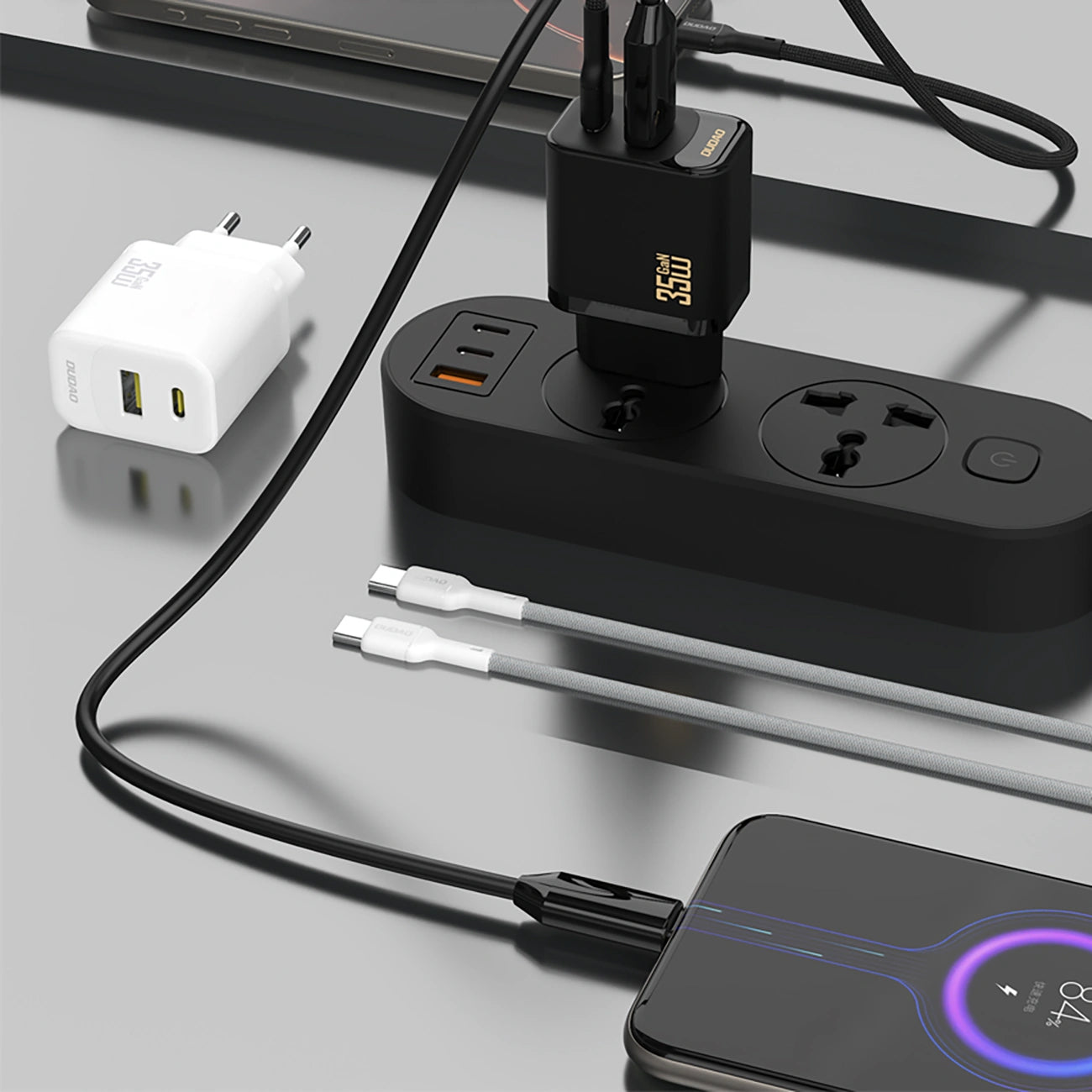 Punjač za mrežu s USB-C kabelom Dudao A27 Max, 35W, 1 x USB-A - 1 x USB-C, Crni