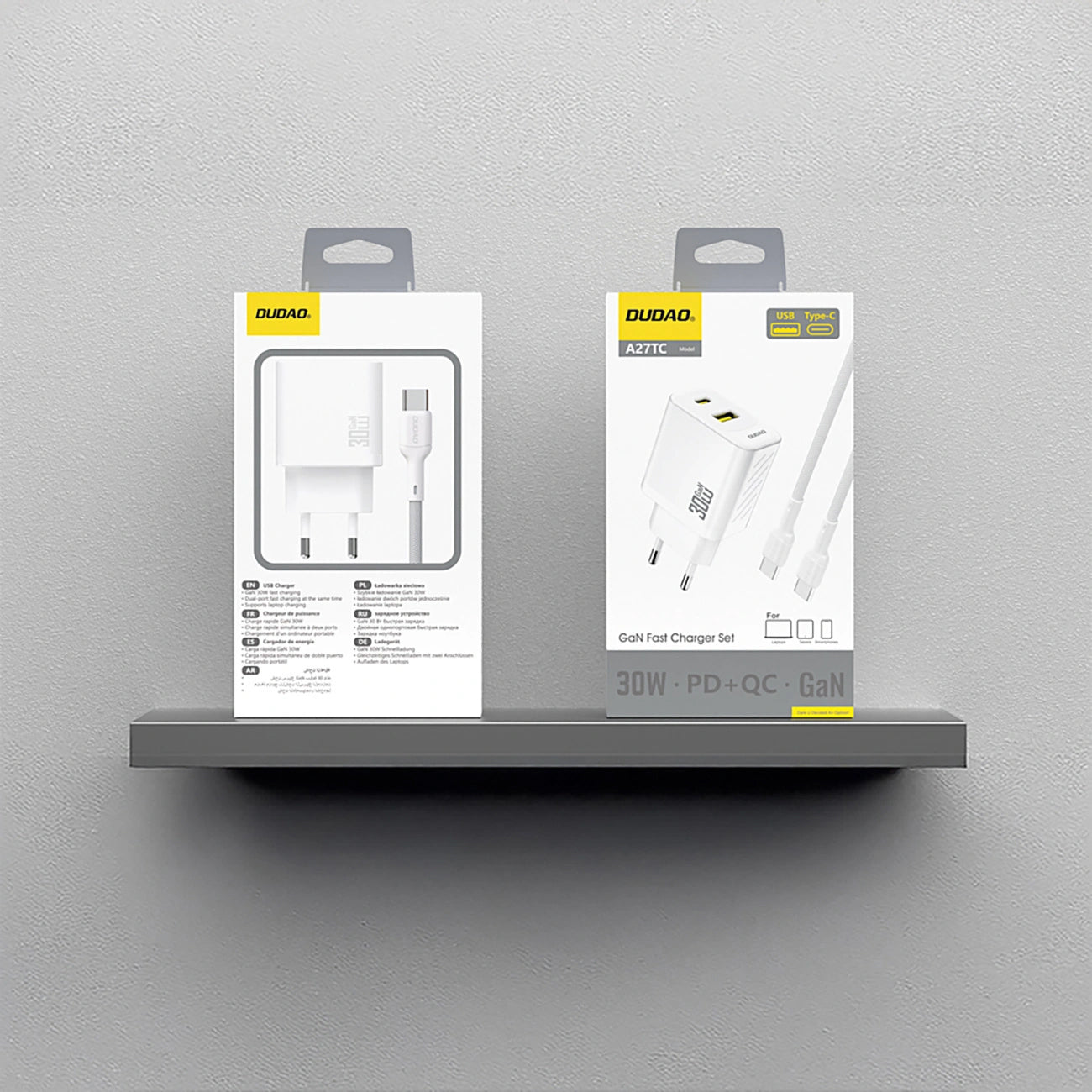 Mrežni punjač s USB-C kabelom Dudao A27TCEU, 30W, 1 x USB-A - 1 x USB-C, Bijeli