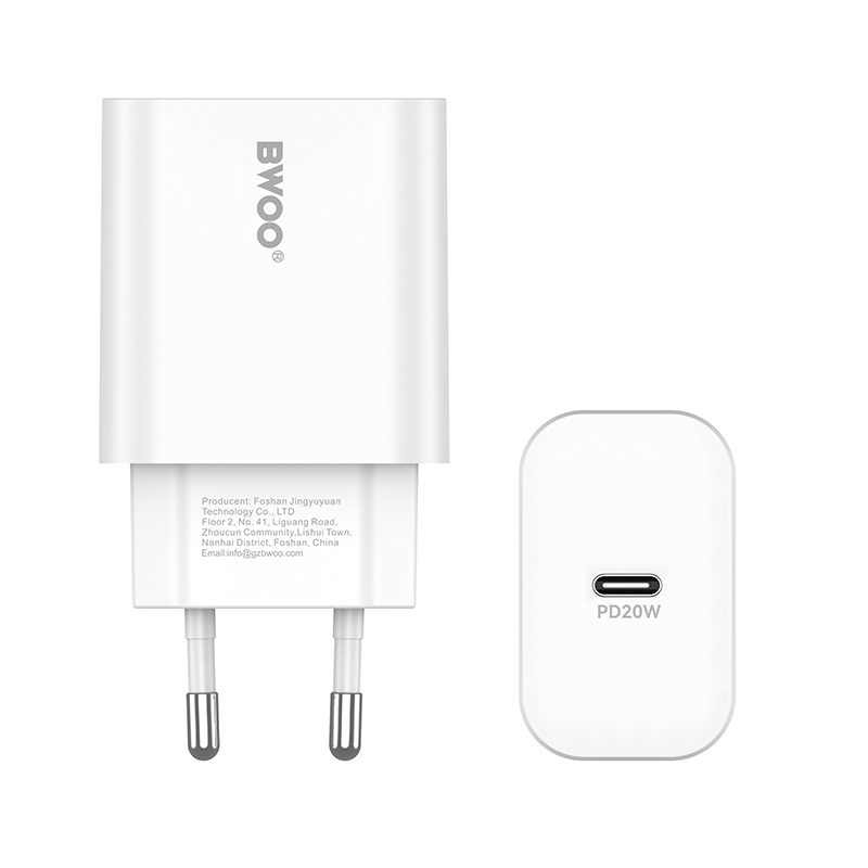 Punjač za mrežu s Lightning kabelom BWOO CDA233, 20W, 3A, 1 x USB-C, Bijeli