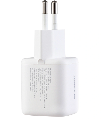 Punjač za mrežu s USB-C kabelom Joyroom JR-TG7, 33W, 3A, 1 x USB-A - 1 x USB-C, Bijela