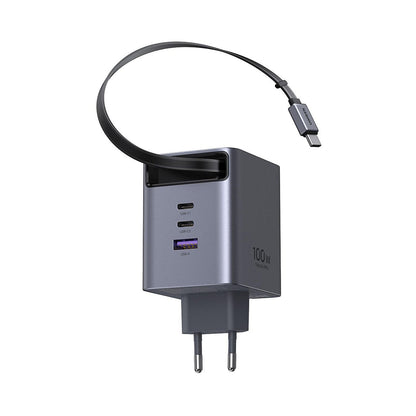 Mrežni punjač s USB-C kabelom UGREEN X616 (65828), 100W, 5A, 1 x USB-A - 3 x USB-C, Siva