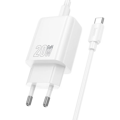 Punjač za mrežu s Lightning kabelom HOCO N60, 20W, 3A, 1 x USB-C, Bijeli