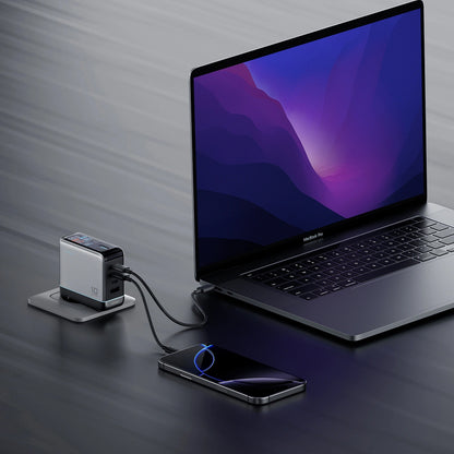 Mrežni punjač s USB-C kabelom Cuktech AD1204U Display, 120W, 6A, 1 x USB-A - 2 x USB-C, Srebrni