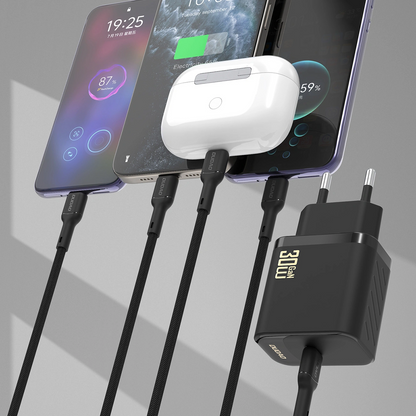 Mrežni punjač s USB-C kabelom Dudao A27PCEU, 30W, 3A, 1 x USB-C, Crna