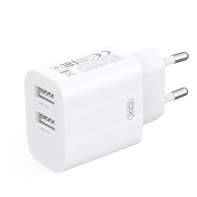 Mrežni punjač s Lightning kabelom XO Design CE55, 12 W, 2,4 A, 2 x USB-A, bijeli