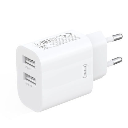 Mrežni punjač s Lightning kabelom XO Design CE55, 12 W, 2,4 A, 2 x USB-A, bijeli