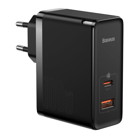 Mrežni punjač s USB-C kabelom Baseus GaN5 Pro, 100W, 3A, 1 x USB-A - 1 x USB-C, Crni CCGP090201