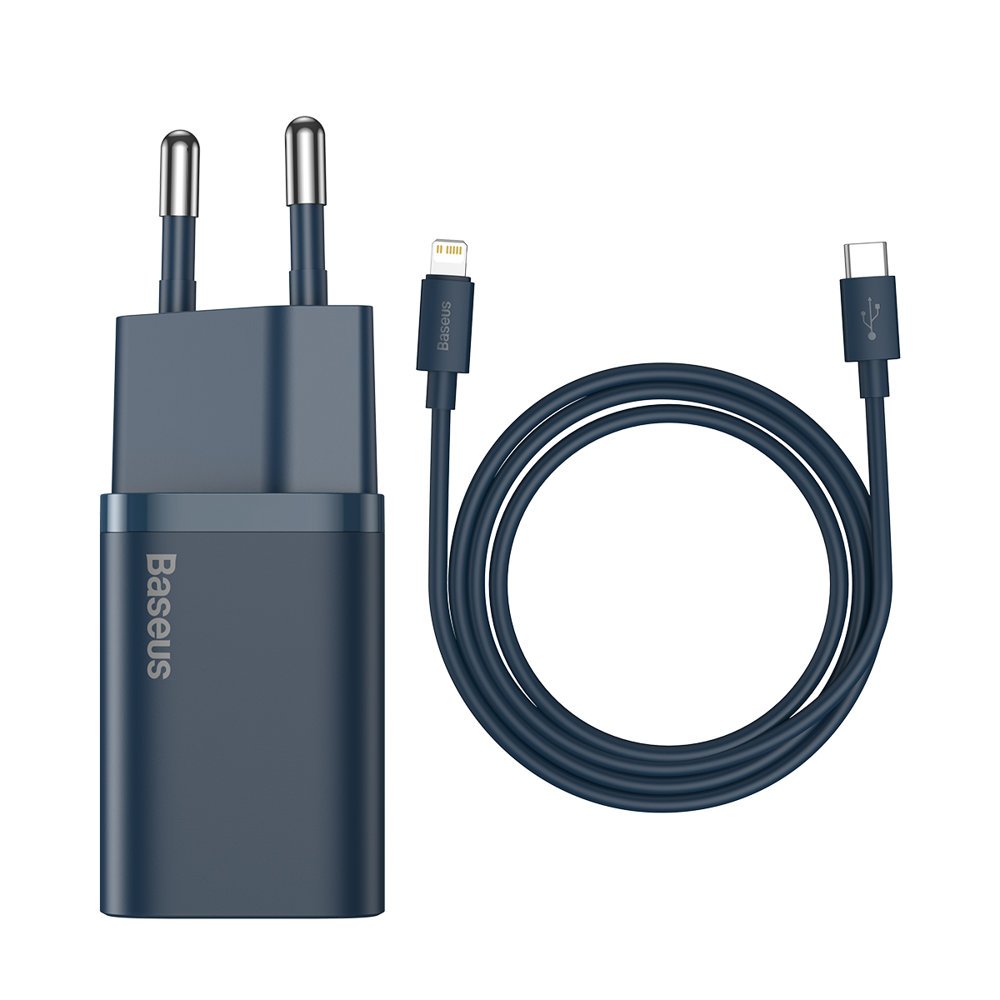 Punjač za mrežu s Lightning kabelom Baseus Super Si, 20W, 3A, 1 x USB-C, Plavi TZCCSUP-B03