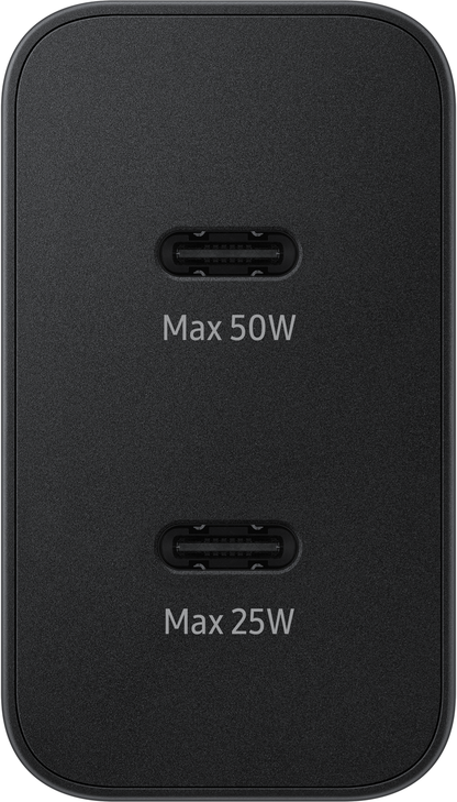 Punjač za mrežu s USB-C kabelom Samsung, 50W, 3A, 2 x USB-C, crni EP-T5020XBEGEU